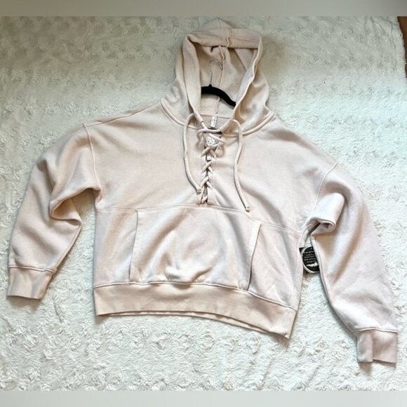 FP Movement Believe It Hooded Lace-Up Sweatshirt Lg - Picture 3 of 7